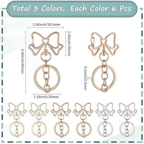 18Pcs Bowknot Keychain Set with Swivel Clasp