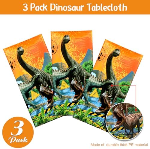 Tiamon 3 Pcs Dinosaur Party Tablecloths
