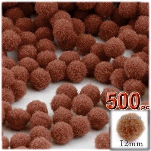 The Crafts Outlet 500-Piece Acrylic Pom Poms 12mm Tan