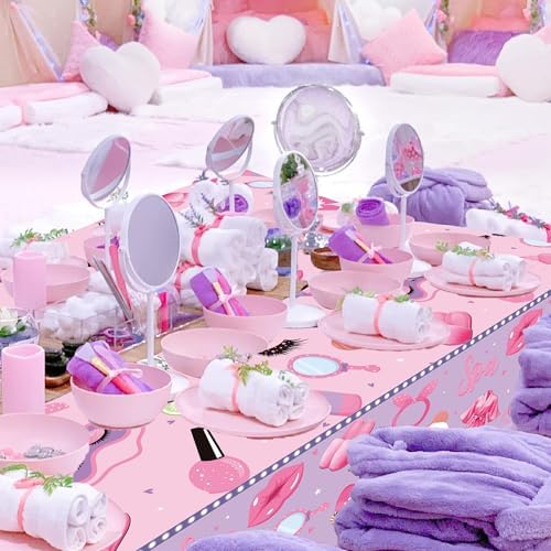 Umoni Spa Tablecloth Makeup Themed Birthday Party Decorations 2PCS