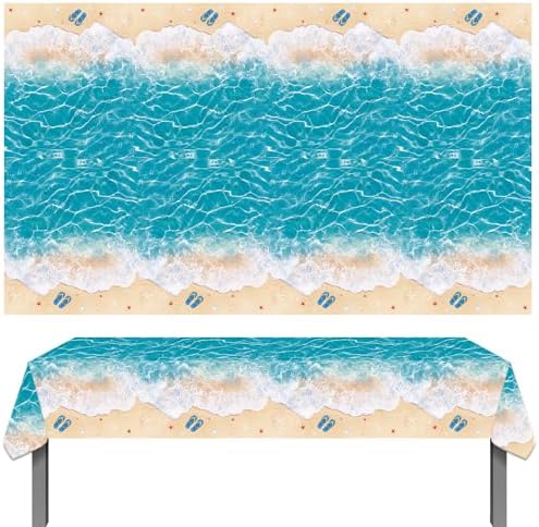 Beach Party Tablecloth Set 2PCS Ocean Waves Pool Party Decorations