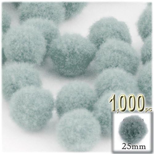 The Crafts Outlet 1000 Piece Acrylic Pom Poms White 25mm