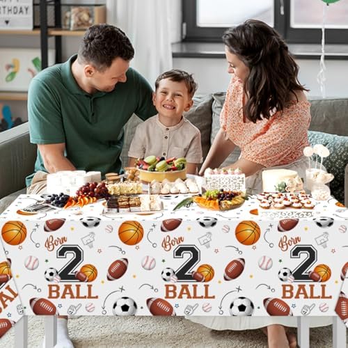 CMUSKO Born Two Ball Birthday Tablecloths 3Pcs Set