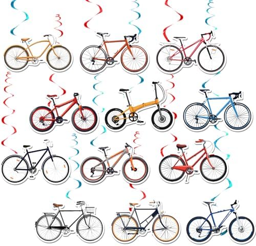 24 Piece Bicycle Hanging Streamers for Birthday Parties