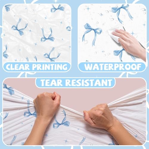 HAKOTI 2Pcs Blue Bow Tablecloth for Themed Parties