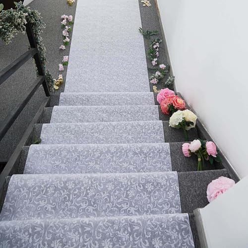 Efavormart 36 Inch x 100 Ft White Floral Aisle Runner