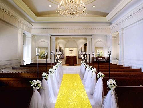 Yellow Sequin Glitter Aisle Runner 2FTx15FT Wedding