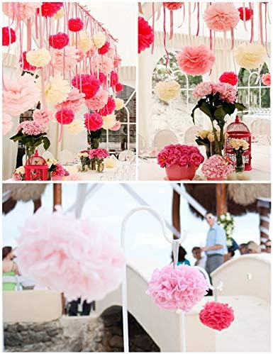 Binpeng Paper Pom Poms Wedding Decorations 6PCS White