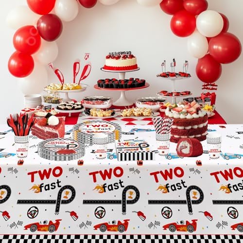 Xigejob Race Car 2nd Birthday Tablecloth Set
