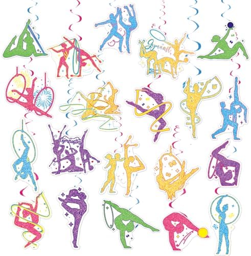 20 Pcs Gymnastics Hanging Streamers with Double Sided Print for Birthday Party Decor
