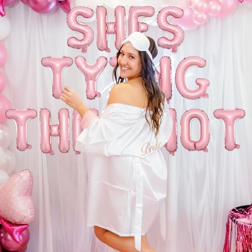 Merrystorm Shes Tying the Knot Foil Balloon Banner Pink Wedding Decorations