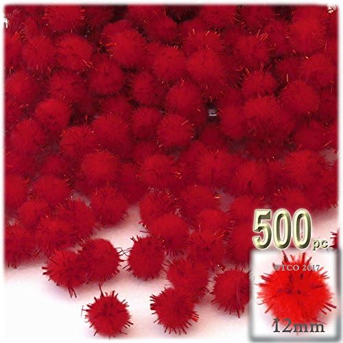 The Crafts Outlet Chenille Sparkly Pom Poms Pink 05-Inch 500-pc