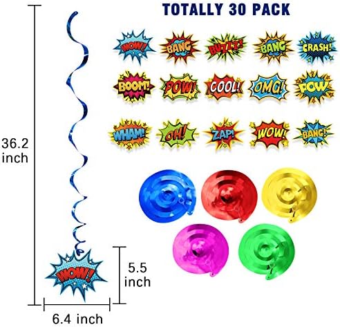 Superhero Party Decor Foil Swirls 30 Pack