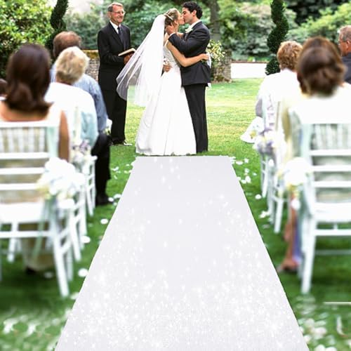 PartyDelight Sequin Wedding Aisle Runner 2FTx15FT Sparkly Carpet Decor