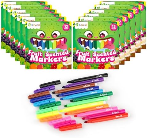 D-FantiX 12 Packs Fruit Scented Washable Markers for Kids