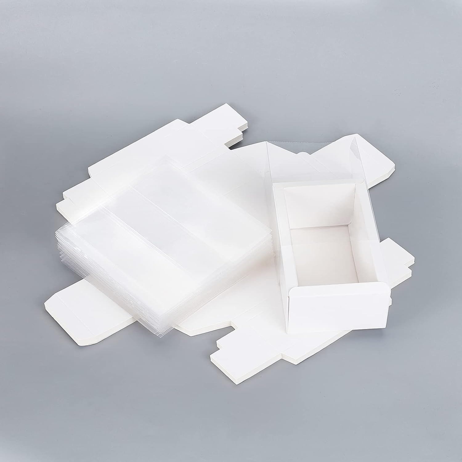 BENECREAT 12 Pack White Rectangle Drawer Kraft Boxes with PVC Window for Party Favors