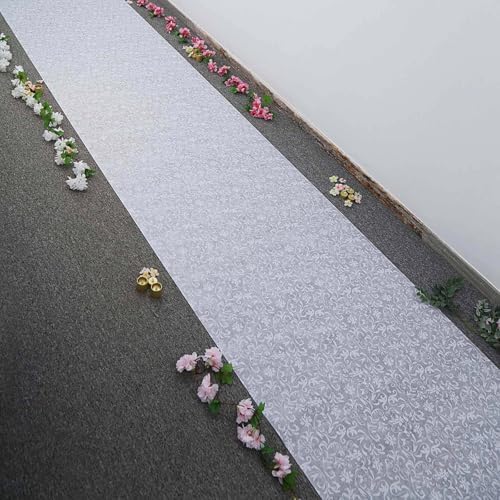 Efavormart 36 Inch x 100 Ft White Floral Aisle Runner