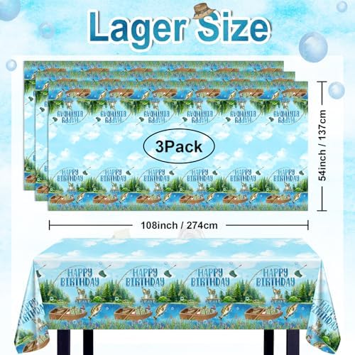 Avezano 3 Pcs Fishing Birthday Tablecloths