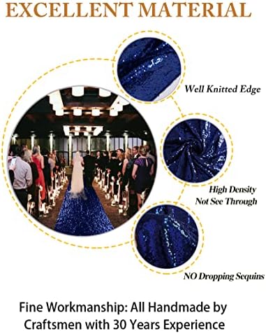 ShiDianYi Navy Blue Sequin Aisle Runner 4x20FT Glitter Wedding Carpet