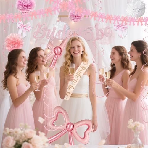 Pink Bow Bachelorette Party Decor Set