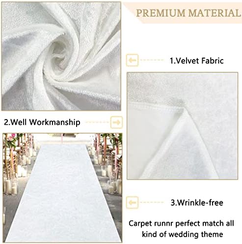 MODFUNS White Velvet Aisle Runner 4FTx20FT for Wedding Ceremony