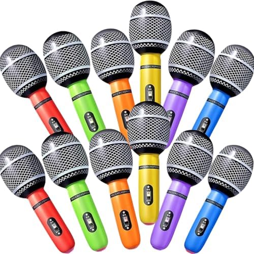 12PCS Inflatable Microphones Assorted Colors
