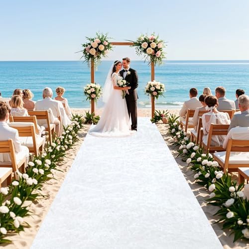White Velvet Wedding Aisle Runner 5FTx15FT Runway Carpet for Events