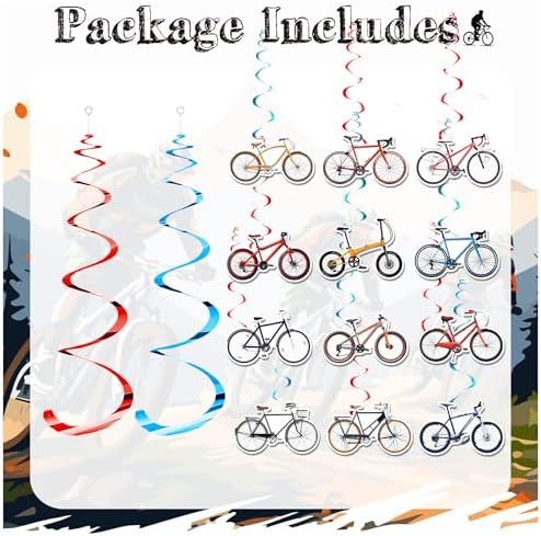 24 Piece Bicycle Hanging Streamers for Birthday Parties