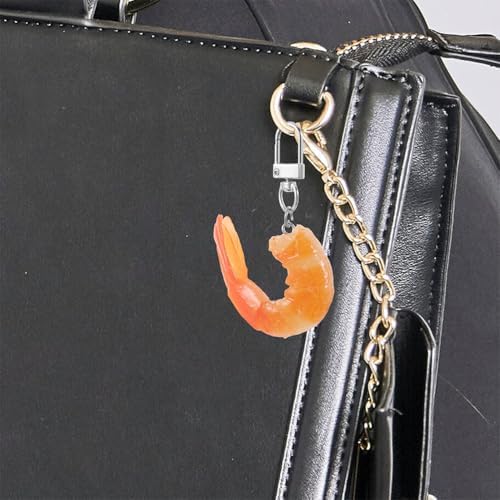 LUOZZY 20 Pcs Orange Artificial Shrimp Keychain