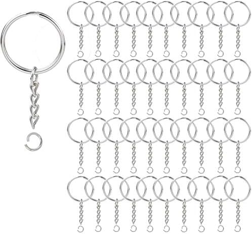 100 Pack Key Ring Set with Chain and Open Jump Rings