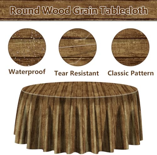 3 Pcs Wood Grain Tablecloths for Western Party Decorations
