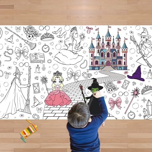 Witch Coloring Poster Tablecloth - 30x72 Inches Halloween Decor