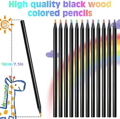 7 in 1 Rainbow Pencils 120 Pcs Black Wooden Art Supplies