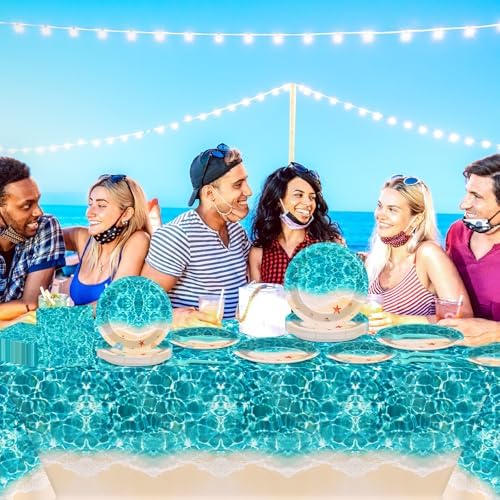 Summer Beach Party Supplies 98PCS Ocean Waves Tableware Set for 24 Guests