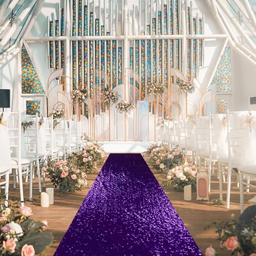 PartyDelight Purple Sequin Carpet Runner 2FTx15FT Wedding Aisle