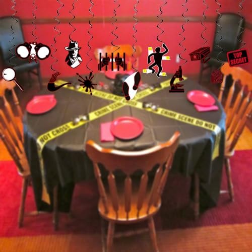 Detective Party Streamer Decor 24pcs PVC Hanging Swirls for Kids Birthday and Halloween