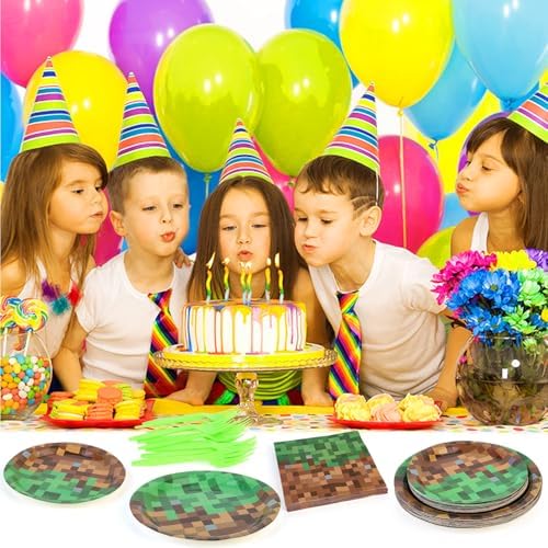 Pixel Gaming Party Supplies Set 100 PCS for 20 Guests