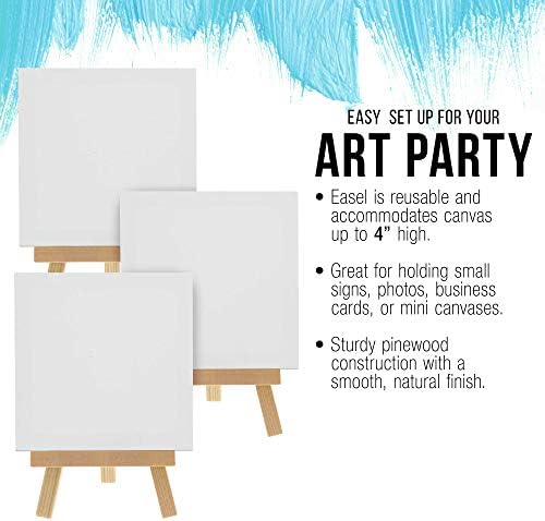US Art Supply 3x3 Stretched Canvas with 5 Inch Mini Easel Kit 12 Pack
