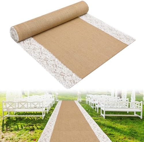 Moonoom 20 Ft x 36 In Natural Burlap Wedding Aisle Runner