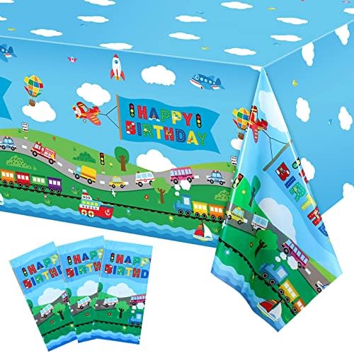 Tegeme 3 Pack Transportation Themed Table Covers
