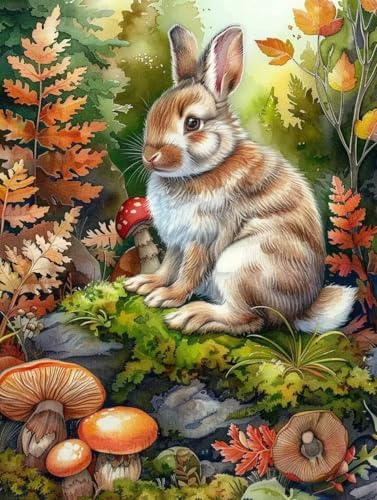5D Diamond Painting Kit Vintage Bunny 8x12inch