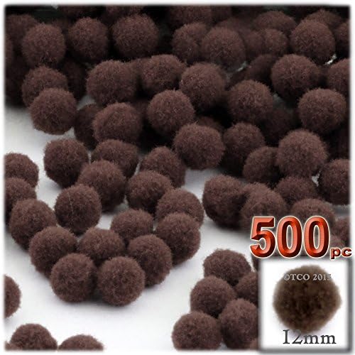 The Crafts Outlet 500-Piece Acrylic Pom Poms 12mm Tan