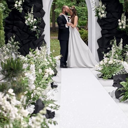PartyDelight Sequin Wedding Aisle Runner 2FTx15FT Sparkly Carpet Decor