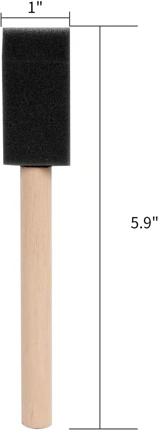 Mister Rui 50 Pack Foam Paint Brushes 1 Inch Wood Handle