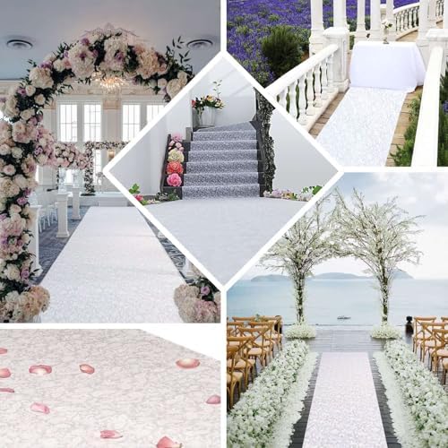 Efavormart 36 Inch x 100 Ft White Floral Aisle Runner