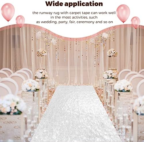Irenare Glitter Sequin Aisle Runner Rug 2x15 Feet White