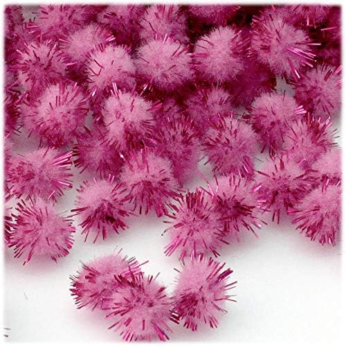 The Crafts Outlet Chenille Sparkly Pom Poms Pink 05-Inch 500-pc