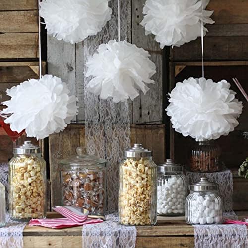Xiksxitn 12pc White Tissue Paper Pompoms for Party Decor