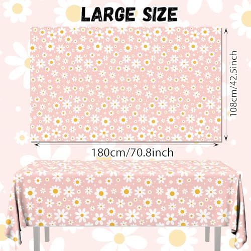 3Pack Daisy Tablecloth - Retro Pink Boho Party Decor