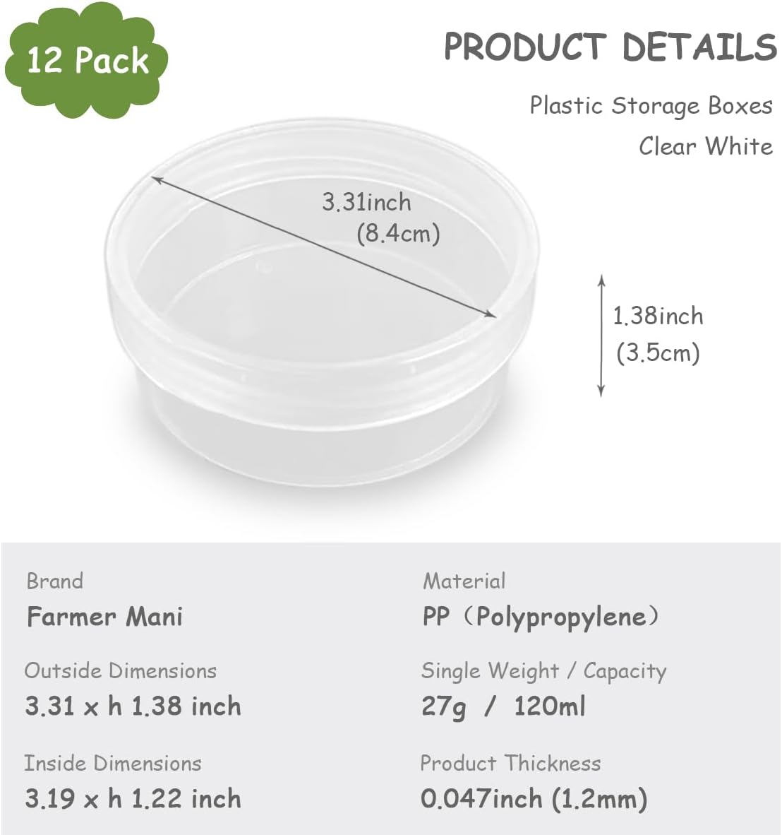 12 Pcs Round Plastic Bead Organizers with Lid